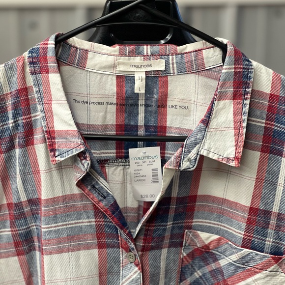 Maurices Red and Blue Plaid Shirt - Picture 2 of 3